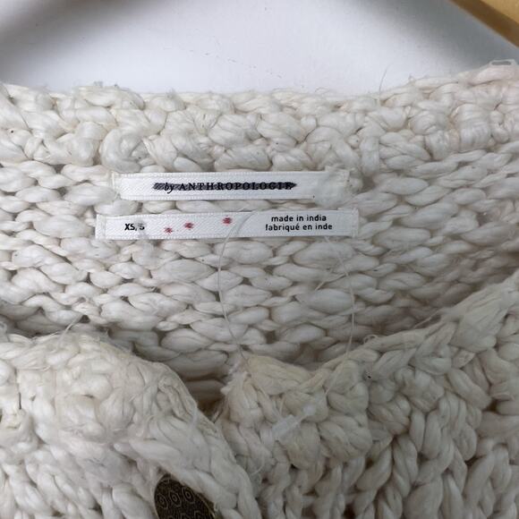 Anthropologie Chunky Knit Fringe Cardigan Sweater Woman’s Size XS/S - Picture 4 of 8